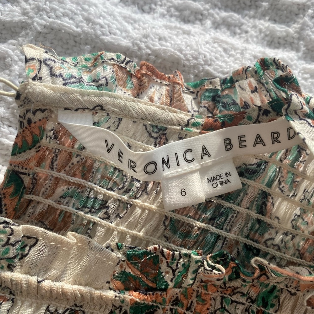 Veronica Beard Green And Orange Patterned Top - image 4